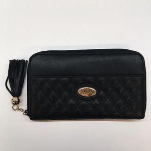VIATA MILANO Black faux leather clutch